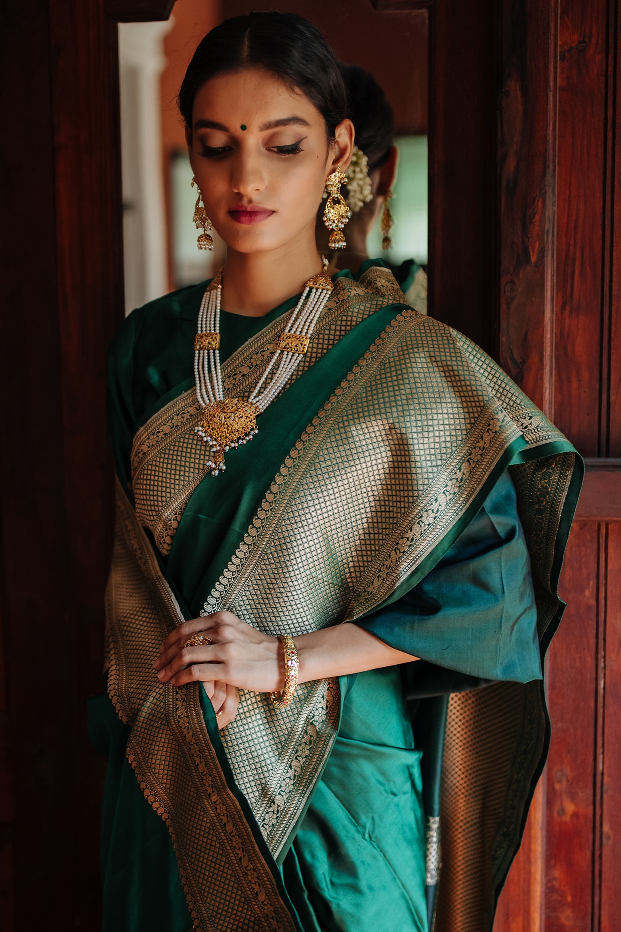 TRB BANDHEJ GEORGETTE GREEN AND YELLOW SAREE – The Revive Boutique