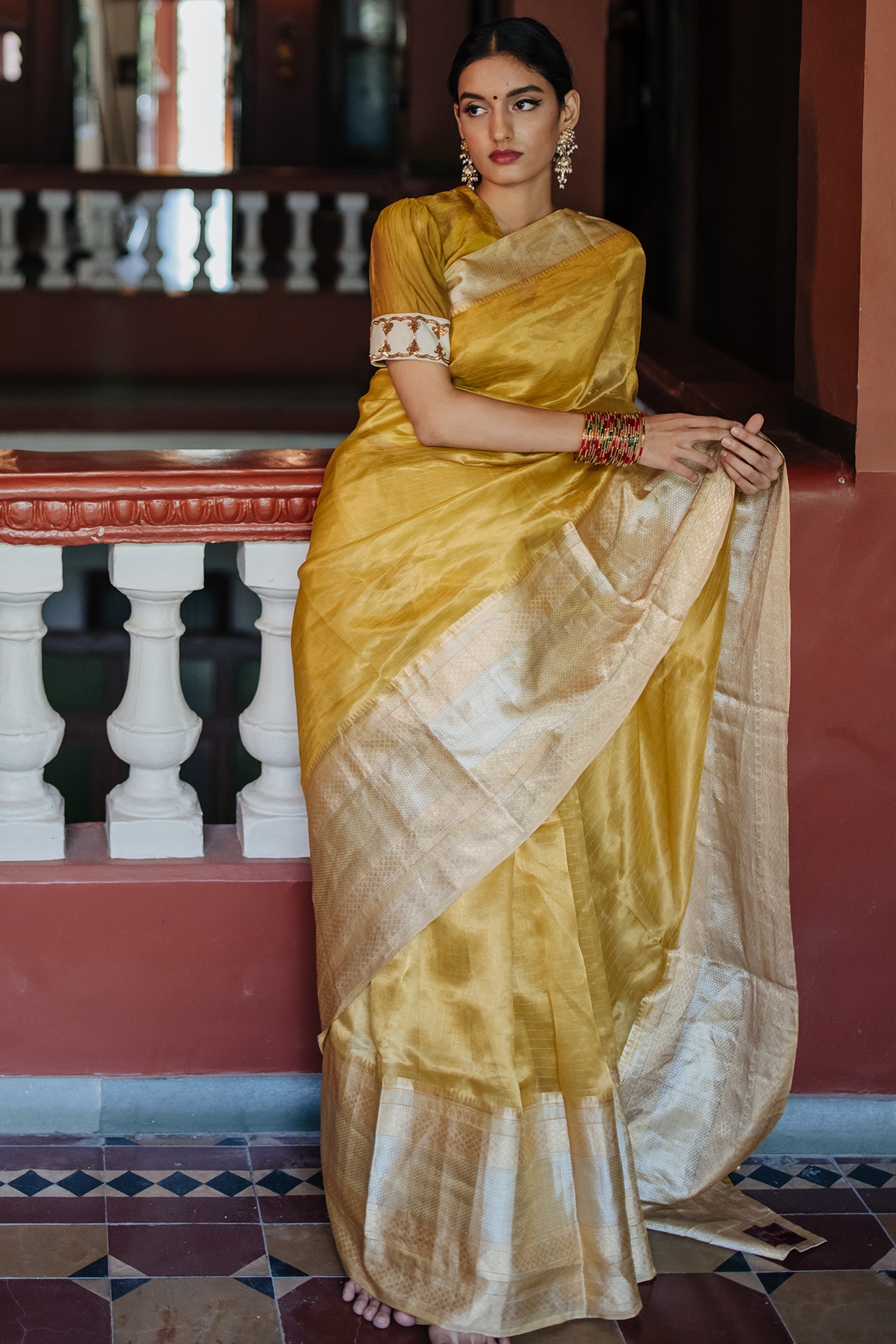 Mustard Yellow Zari Woven Soft Tissue Silk Saree - Clothsvil