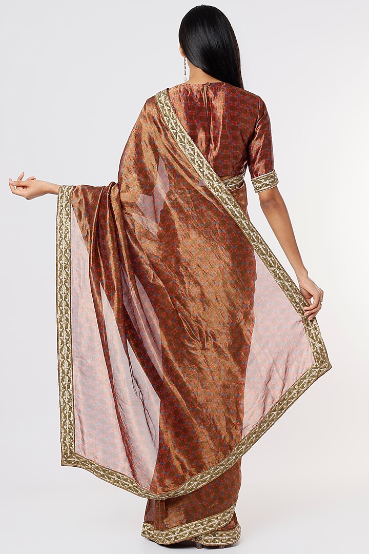 Brown Tissue Silk Printed Wedding Saree by Mimamsaa at Pernia's Pop Up Shop