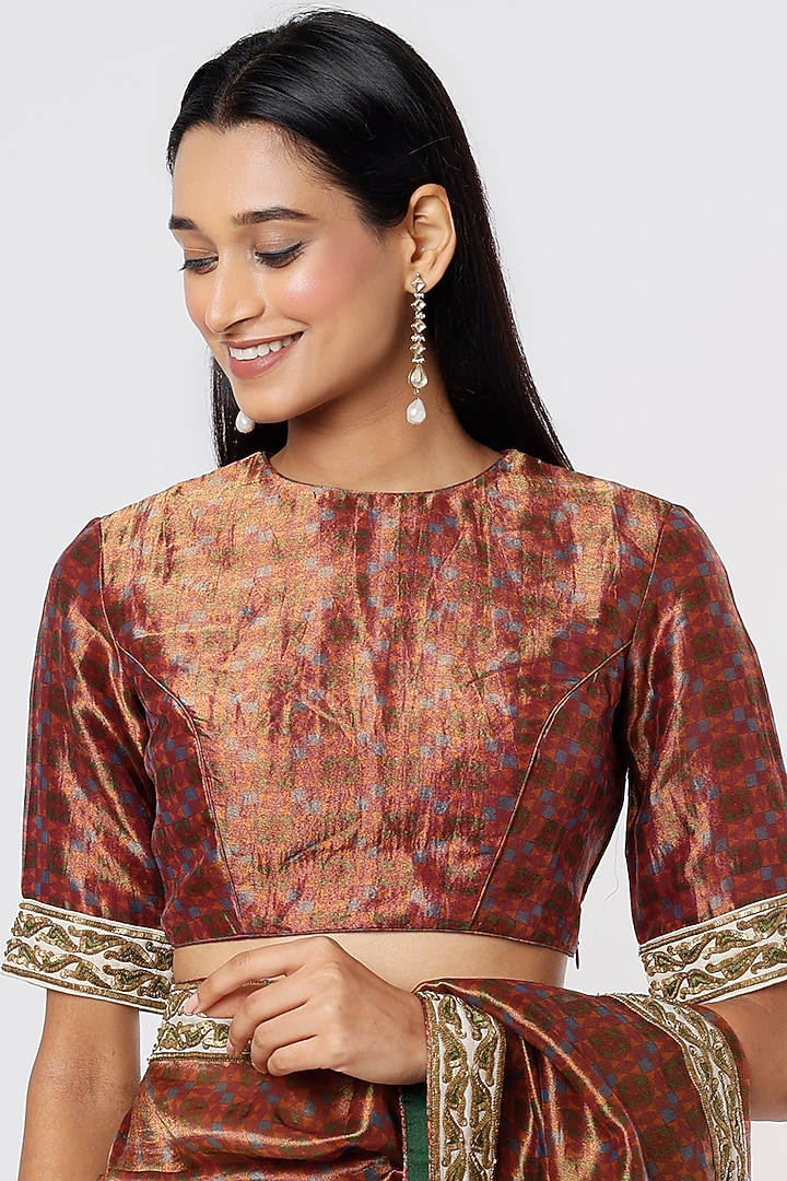 Brown Tissue Silk Printed Wedding Saree by Mimamsaa at Pernia's Pop Up Shop