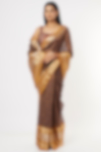 Brown Tissue Silk Digital Printed Party Wear Saree by Mimamsaa at Pernia's Pop Up Shop