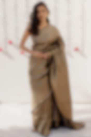 Charcoal Pure Handloom Silk Wedding Saree Set by Mimamsaa at Pernia's Pop Up Shop