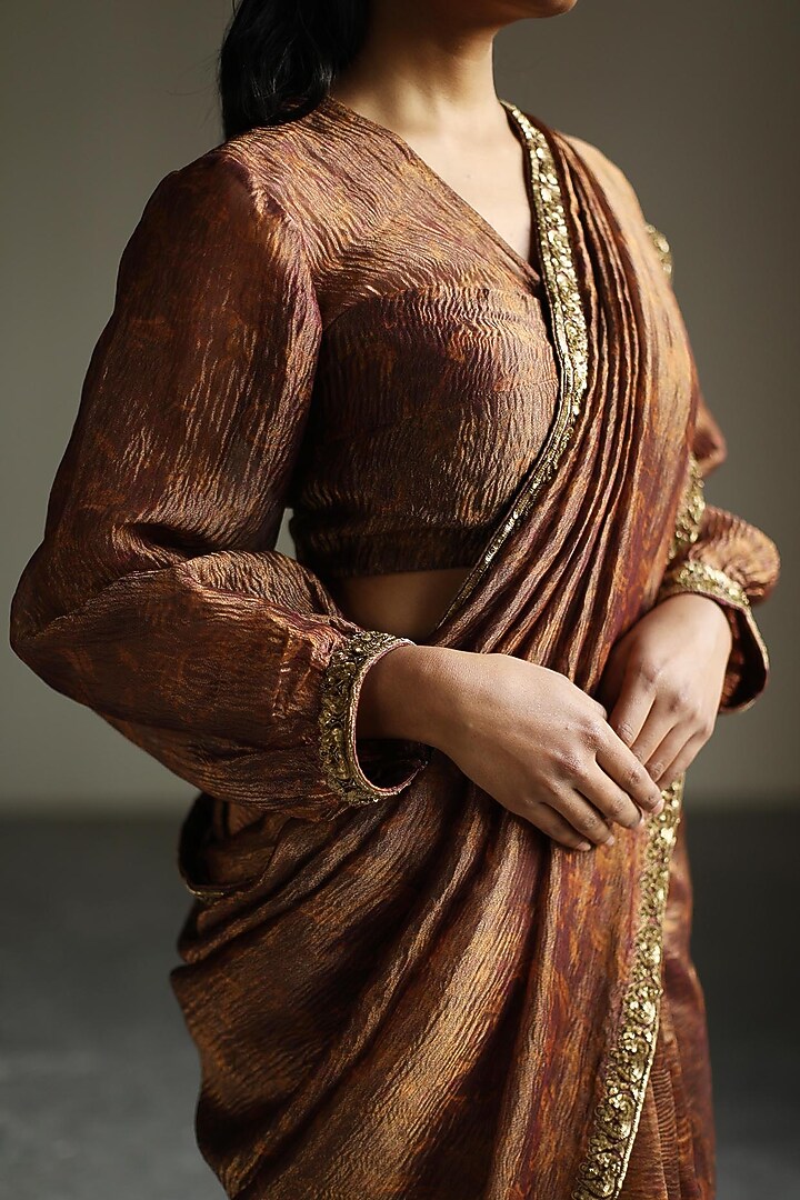Cinnamon Embroidered Woven Blouse by Mimamsaa at Pernia's Pop Up Shop