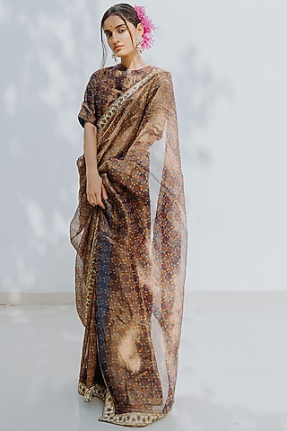 Honey Drop Embellished Tissue Saree Set