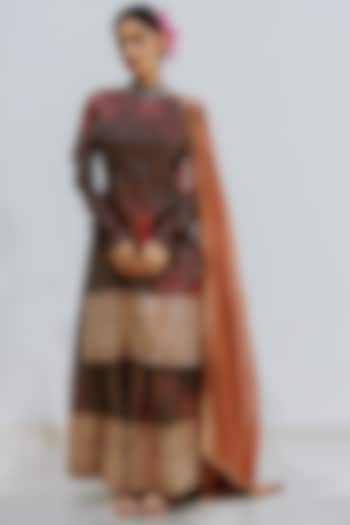 Sangria Red Handloom Sharara Set by Mimamsaa