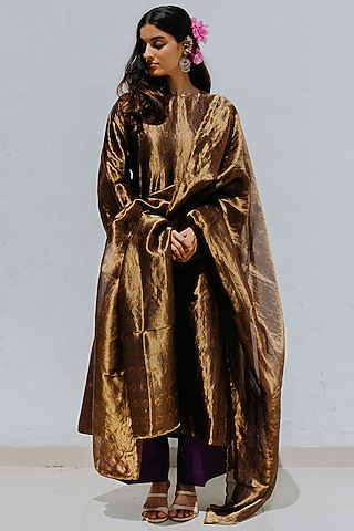 Antique Gold Kalidar Kurta Set by Mimamsaa