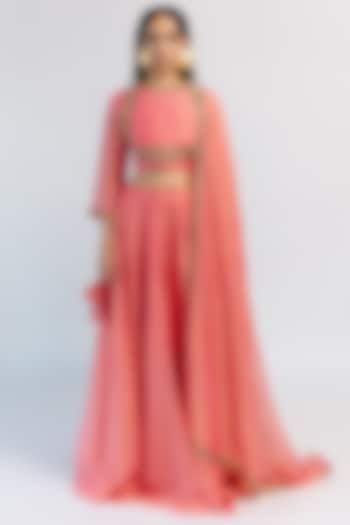 Pink Tissue Silk Wedding Lehenga Set by Mimamsaa at Pernia's Pop Up Shop