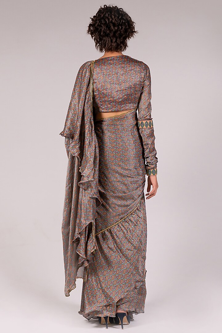 Grey Zari Embroidered Blouse by Mimamsaa at Pernia's Pop Up Shop