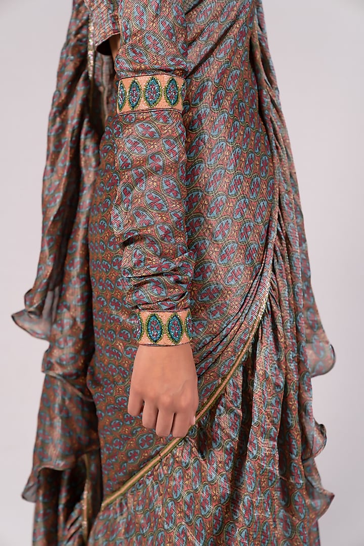 Grey Zari Embroidered Blouse by Mimamsaa at Pernia's Pop Up Shop