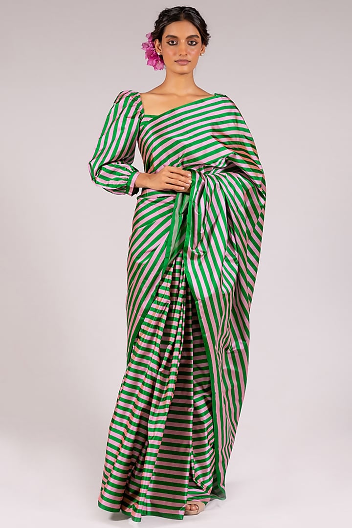 Emerald Green Striped Blouse by Mimamsaa