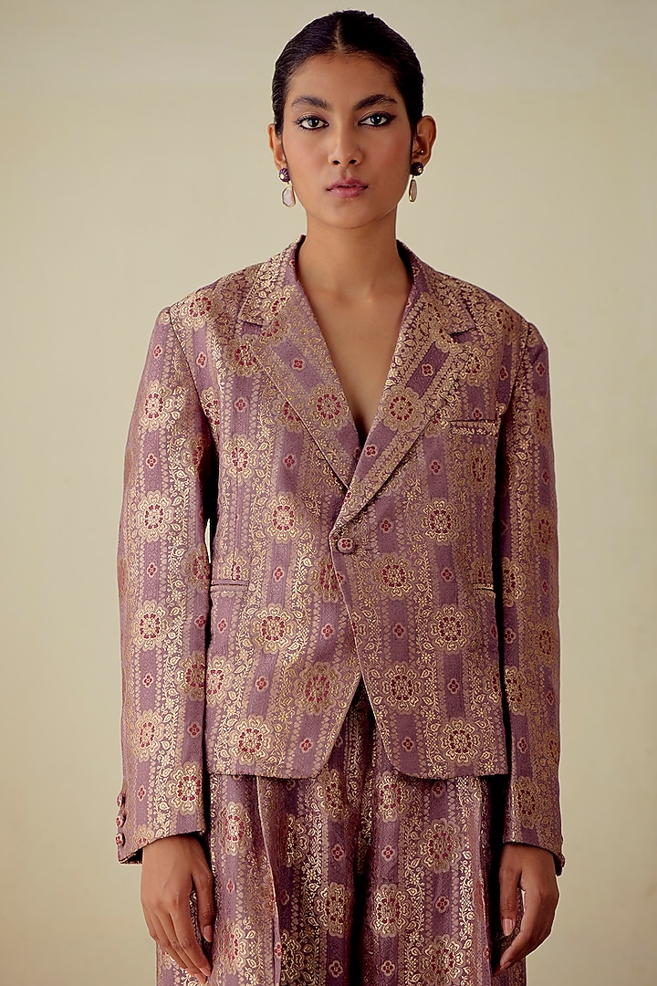 Pale Satin Silk Woven Coat by Mimamsaa at Pernia's Pop Up Shop