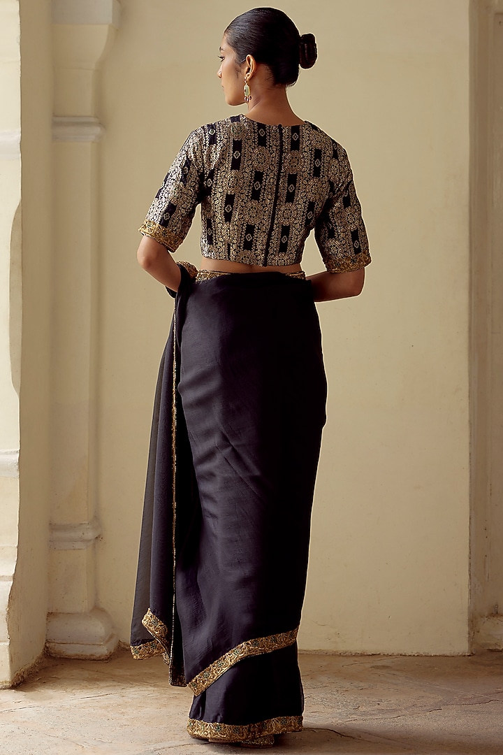 Black Embroidered Woven Blouse by Mimamsaa at Pernia's Pop Up Shop