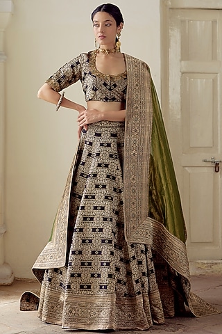 Black Embroidered Women Lehenga Set by Mimamsaa