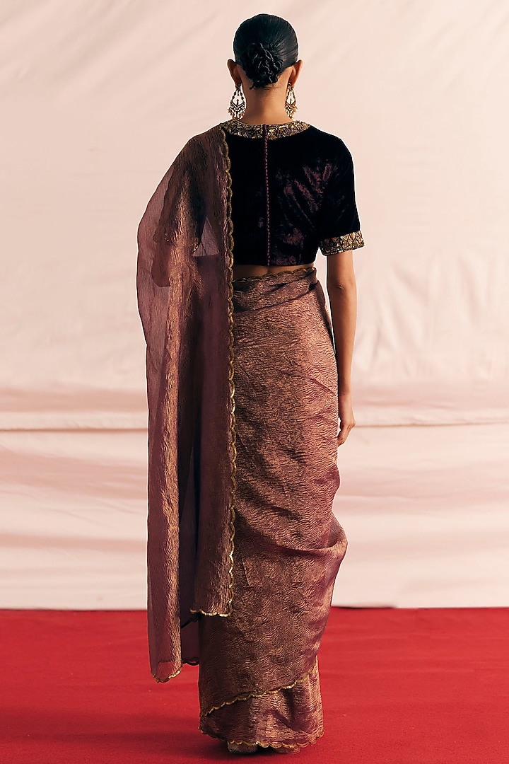 Pale Tissue Silk Woven Wedding Saree Set by Mimamsaa at Pernia's Pop Up Shop