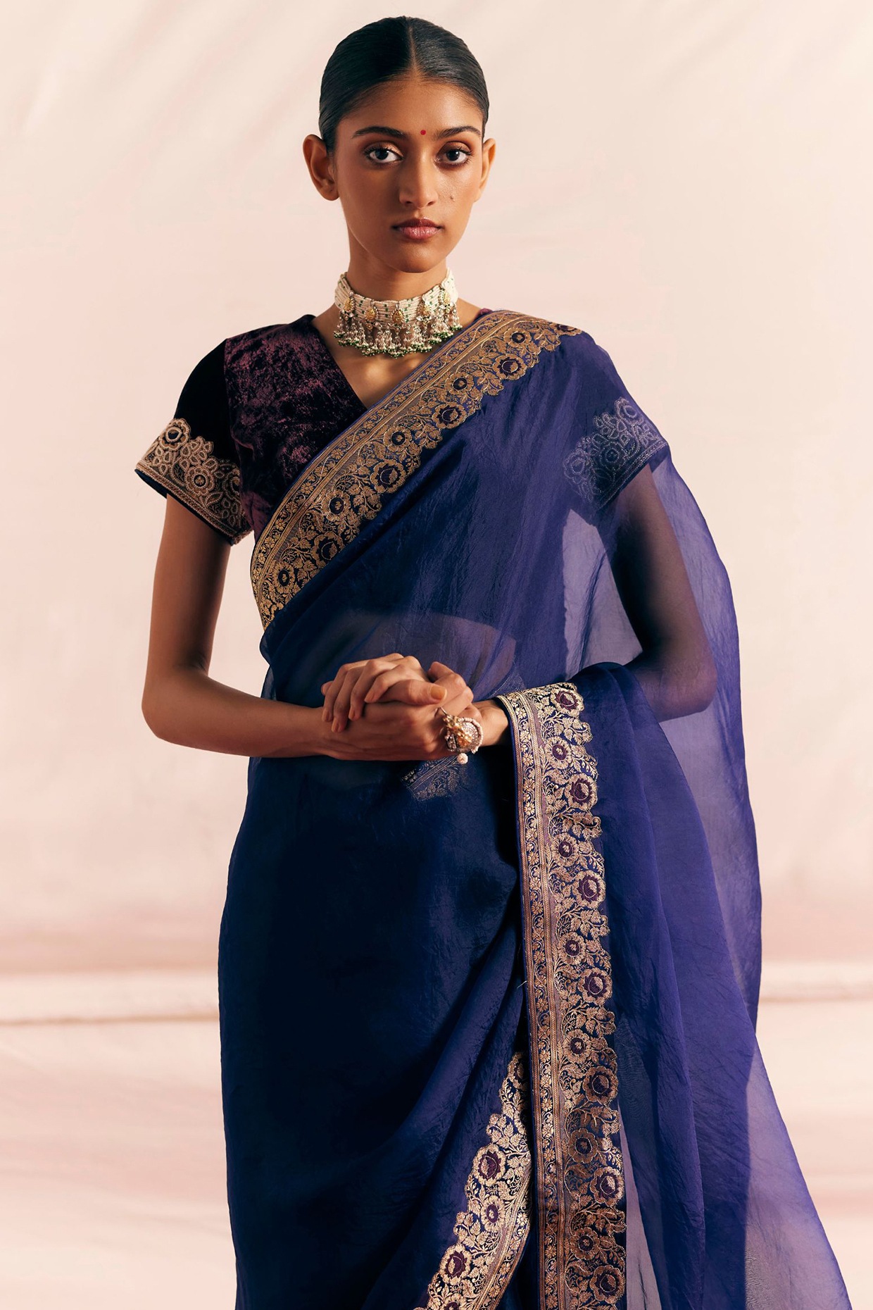 Party-wear-Ink-Blue-color-saree