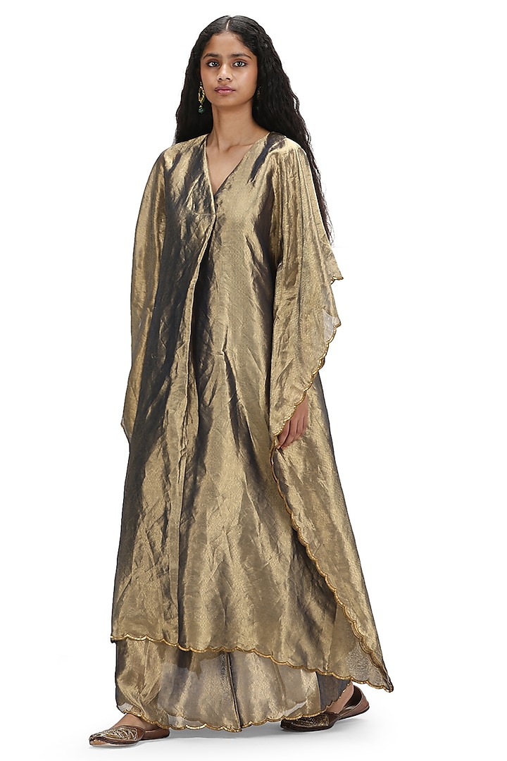 Aegean Tissue Silk Embroidered Woven Kaftan Set by Mimamsaa at Pernia's Pop Up Shop