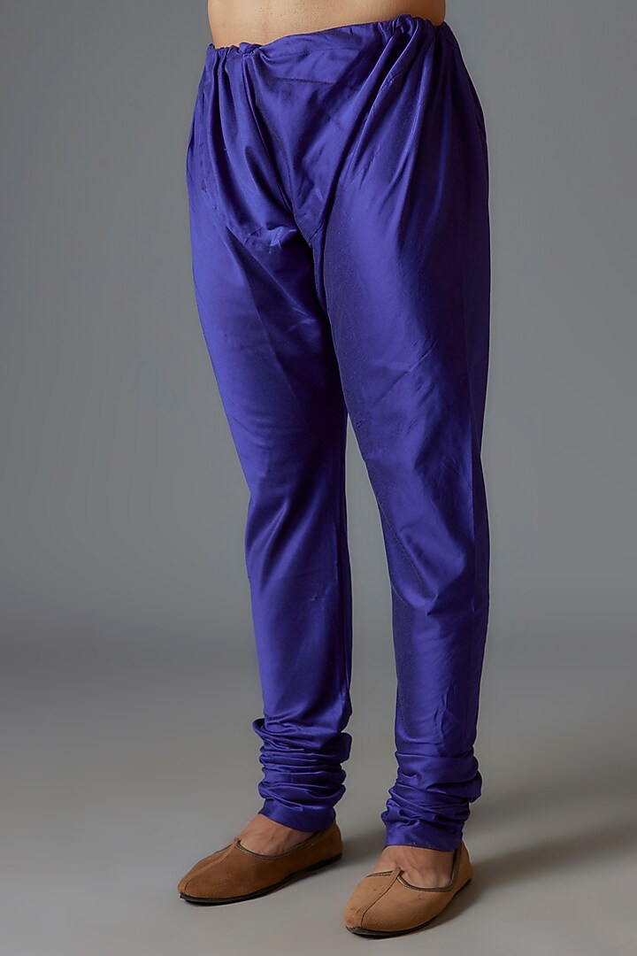 Blue Silk Blend Pintuck Kurta Set by Minaki Men at Pernia's Pop Up Shop