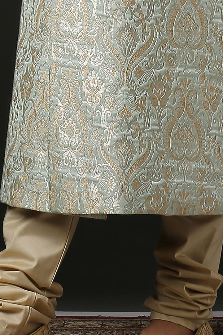 Mint Gold Embroidered Wedding Sherwani Set by Minaki Men at Pernia's Pop Up Shop