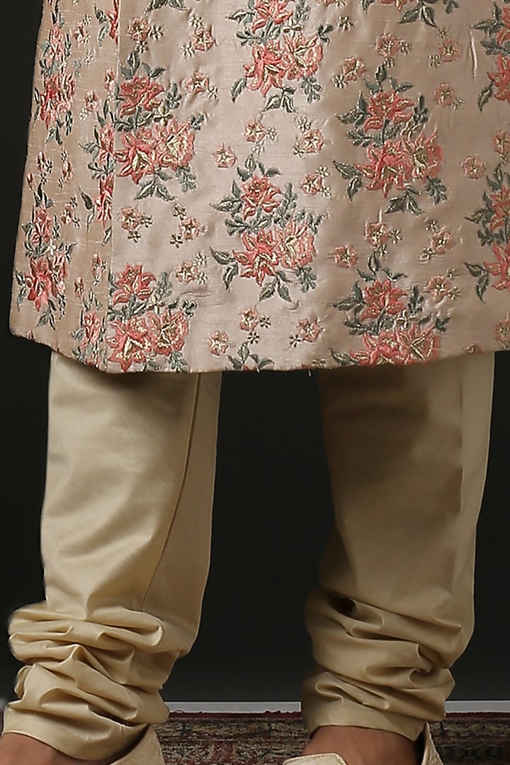 Fawn Floral Embroidered Groom Sherwani Set by Minaki Men at Pernia's Pop Up Shop