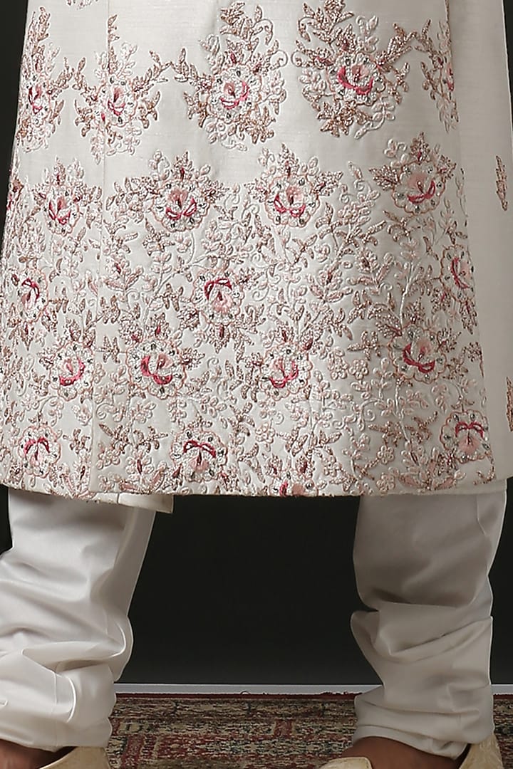 Off-White Hand Embroidered Groom Sherwani Set by Minaki Men at Pernia's Pop Up Shop