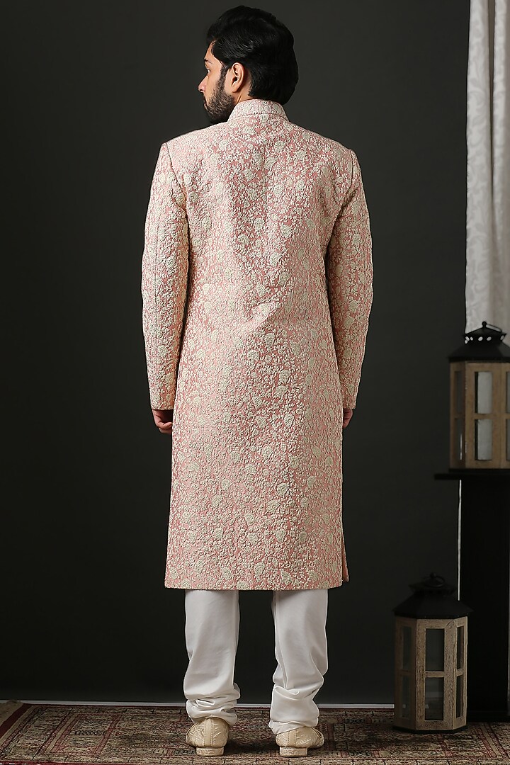 Light Pink Hand Embroidered Wedding Sherwani Set by Minaki Men at Pernia's Pop Up Shop