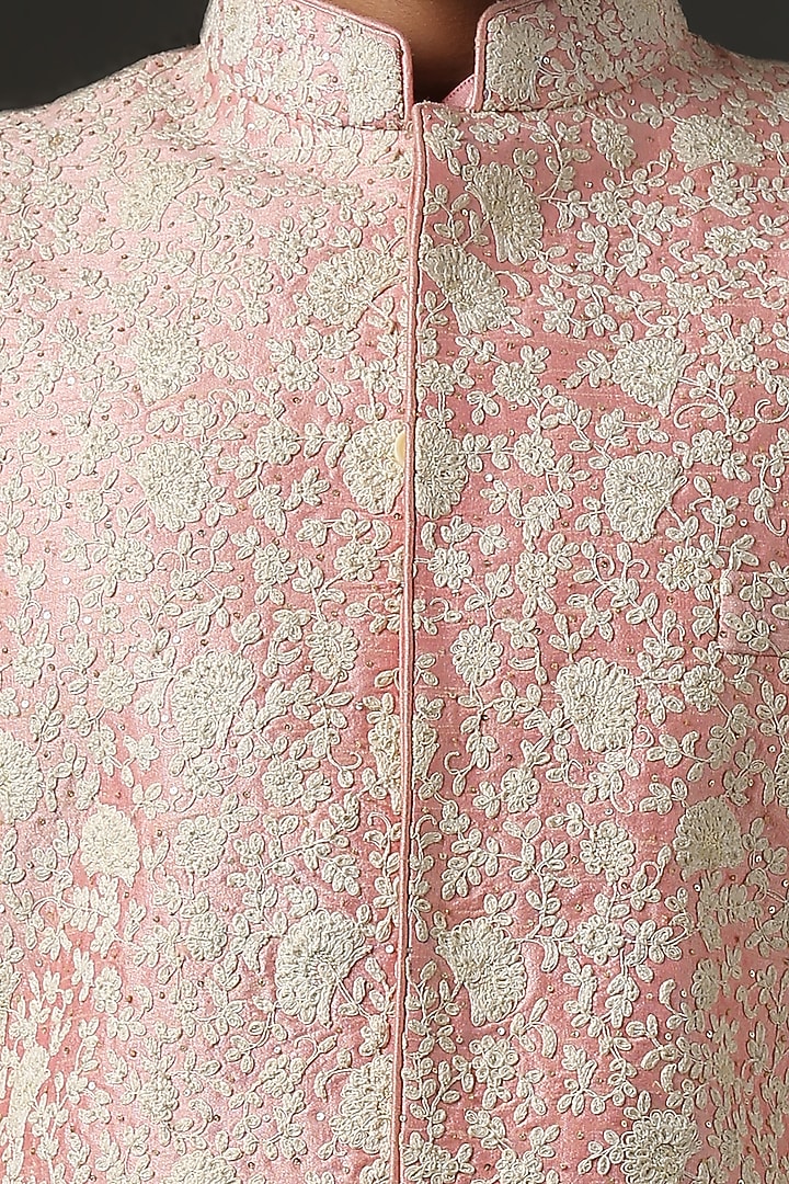 Light Pink Hand Embroidered Wedding Sherwani Set by Minaki Men at Pernia's Pop Up Shop