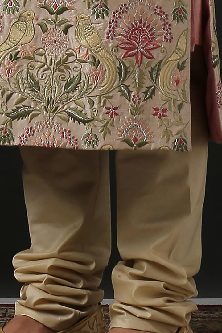 Fawn Hand Embroidered Groom Sherwani Set by Minaki Men at Pernia's Pop Up Shop