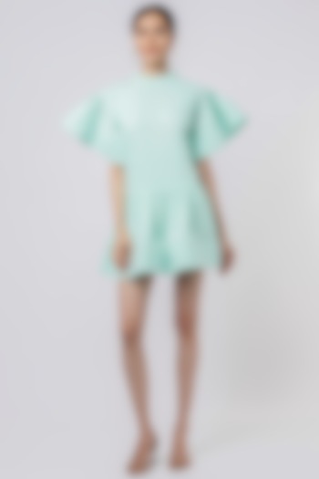 Powder Blue Cotton Mini Dress by Mia Magell