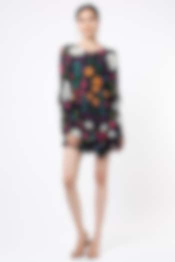 Black Floral Printed Skirt Set by Mia Magell