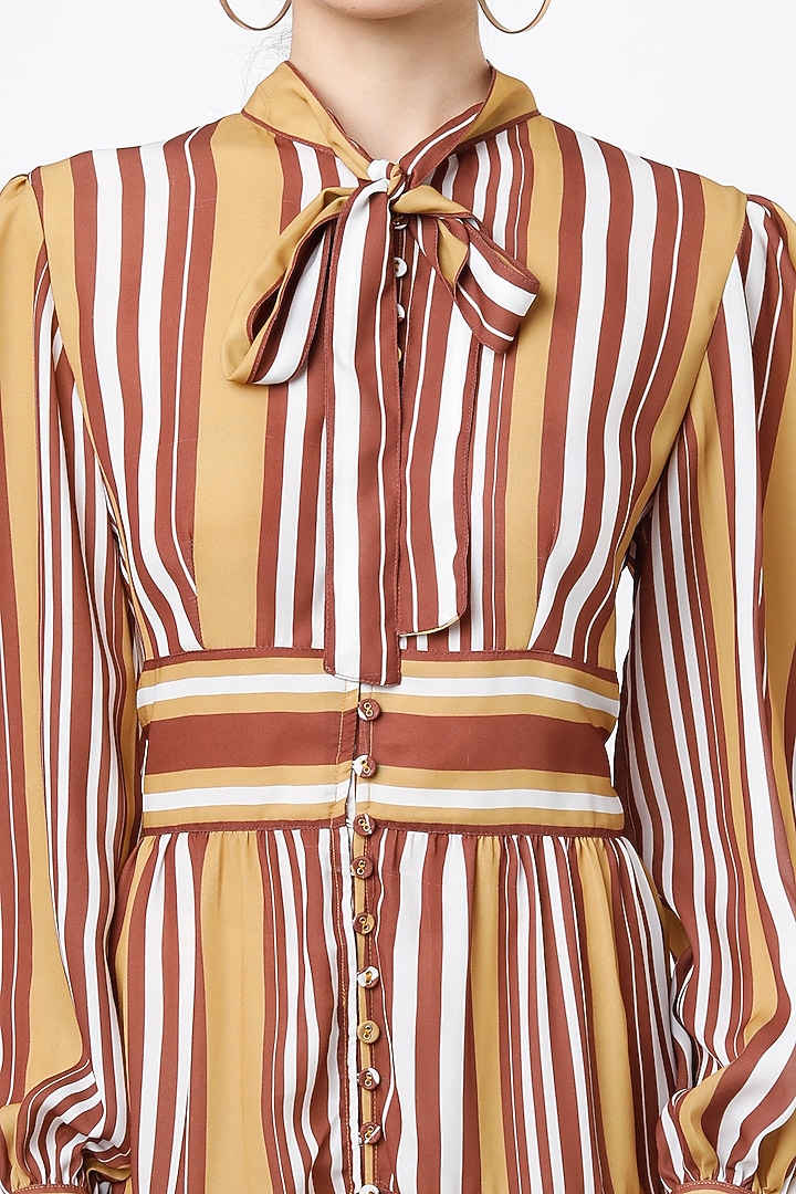 Brown & Mustard Printed Summer Dress by Mia Magell at Pernia's Pop Up Shop