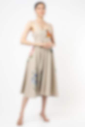 Beige Linen Midi Dress by Mia Magell