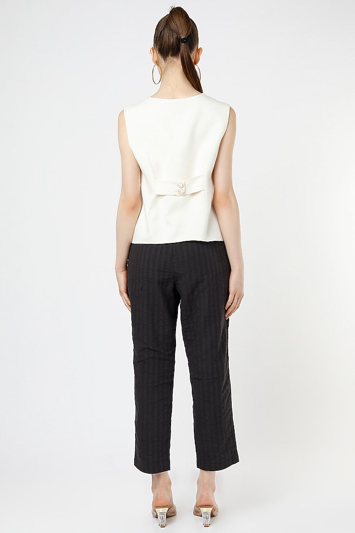 Cream Tencel Waistcoat by Mia Magell at Pernia's Pop Up Shop