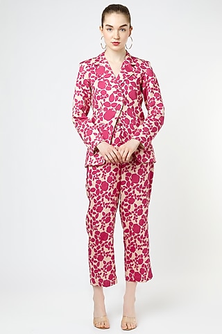Pink Cotton Satin Co-Ord Set by Mia Magell