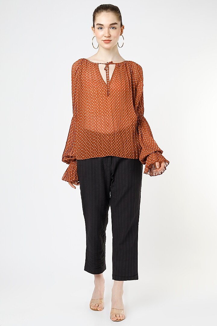 Rust Printed Blouse by Mia Magell