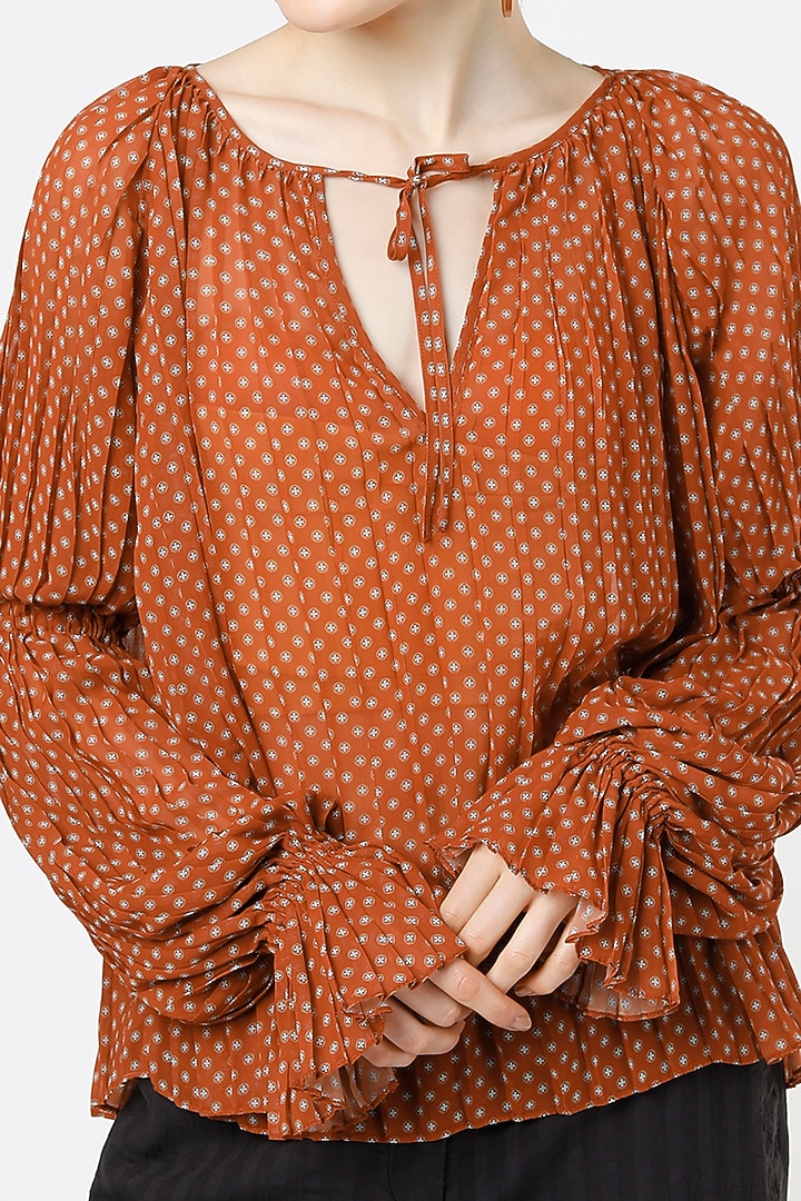 Rust Printed Blouse by Mia Magell at Pernia's Pop Up Shop