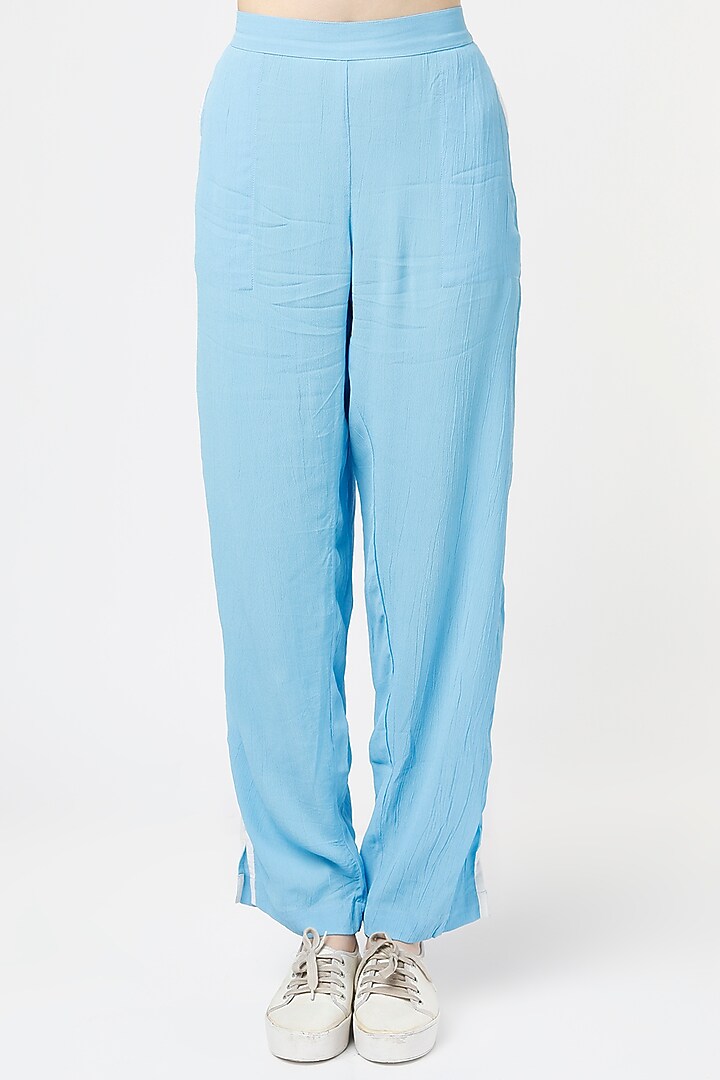 Blue Moss Crepe Pant Set by Mia Magell at Pernia's Pop Up Shop