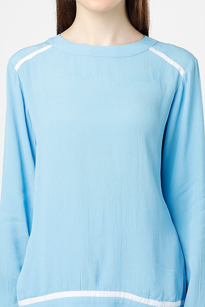 Blue Moss Crepe Pant Set by Mia Magell at Pernia's Pop Up Shop