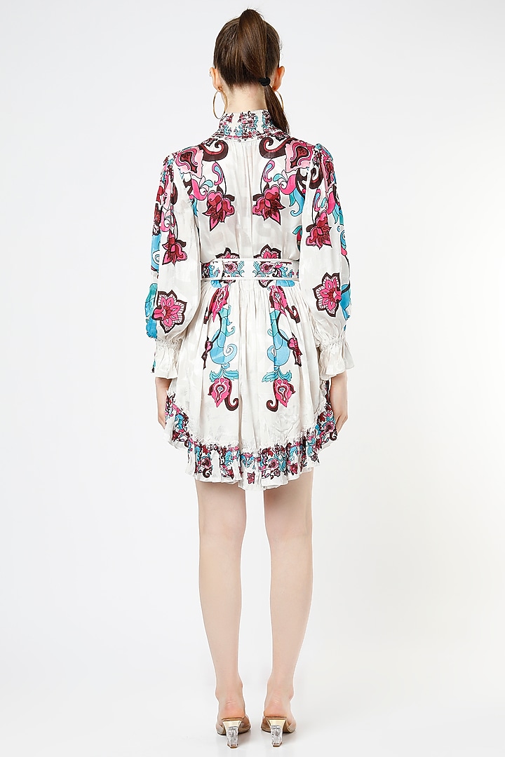 White Viscose Jacquard Printed Summer Dress by Mia Magell at Pernia's Pop Up Shop