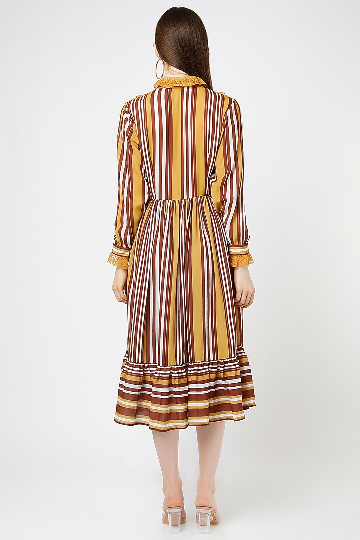 Mustard Georgette Printed Midi Summer Dress by Mia Magell at Pernia's Pop Up Shop