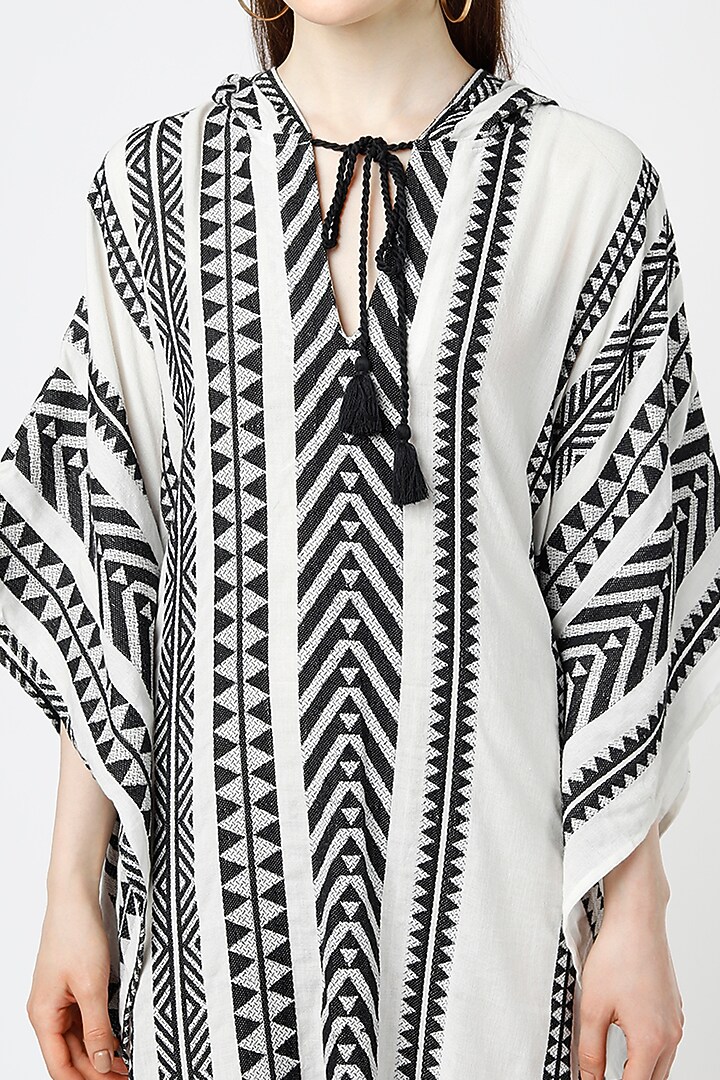 Black & White Jacquard Kaftan by Mia Magell at Pernia's Pop Up Shop