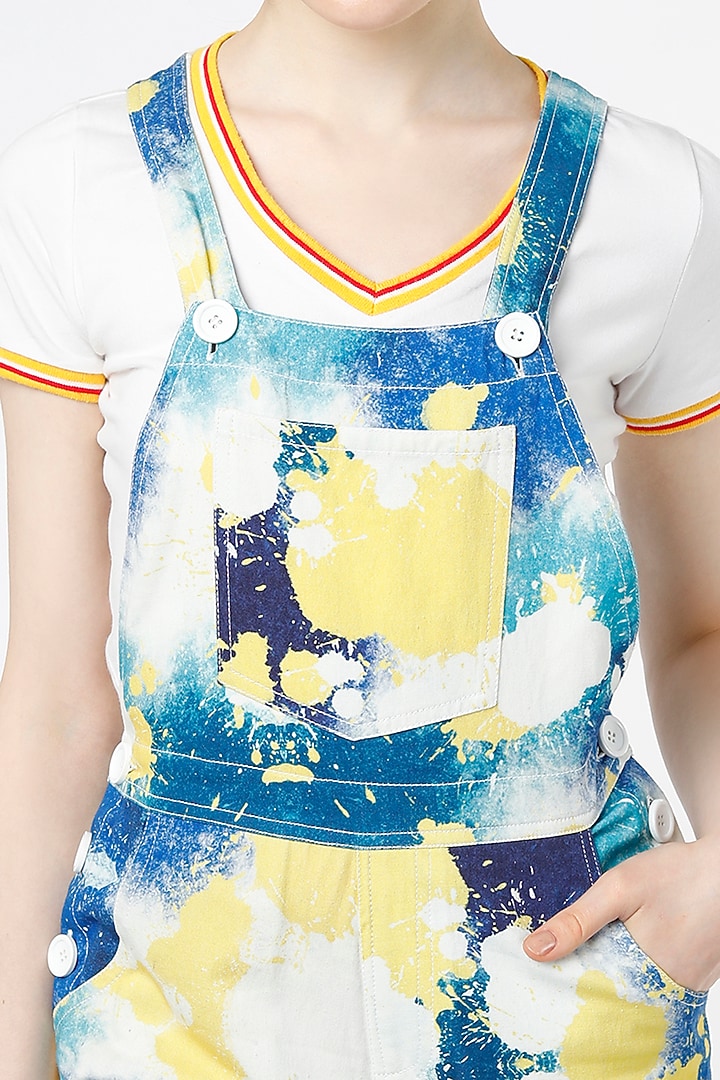 Blue & White Printed Dungaree by Mia Magell at Pernia's Pop Up Shop