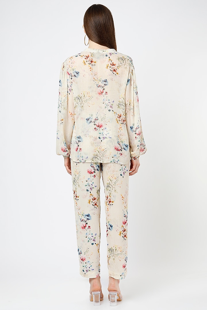 Creme Rayon Printed Pant Set by Mia Magell at Pernia's Pop Up Shop