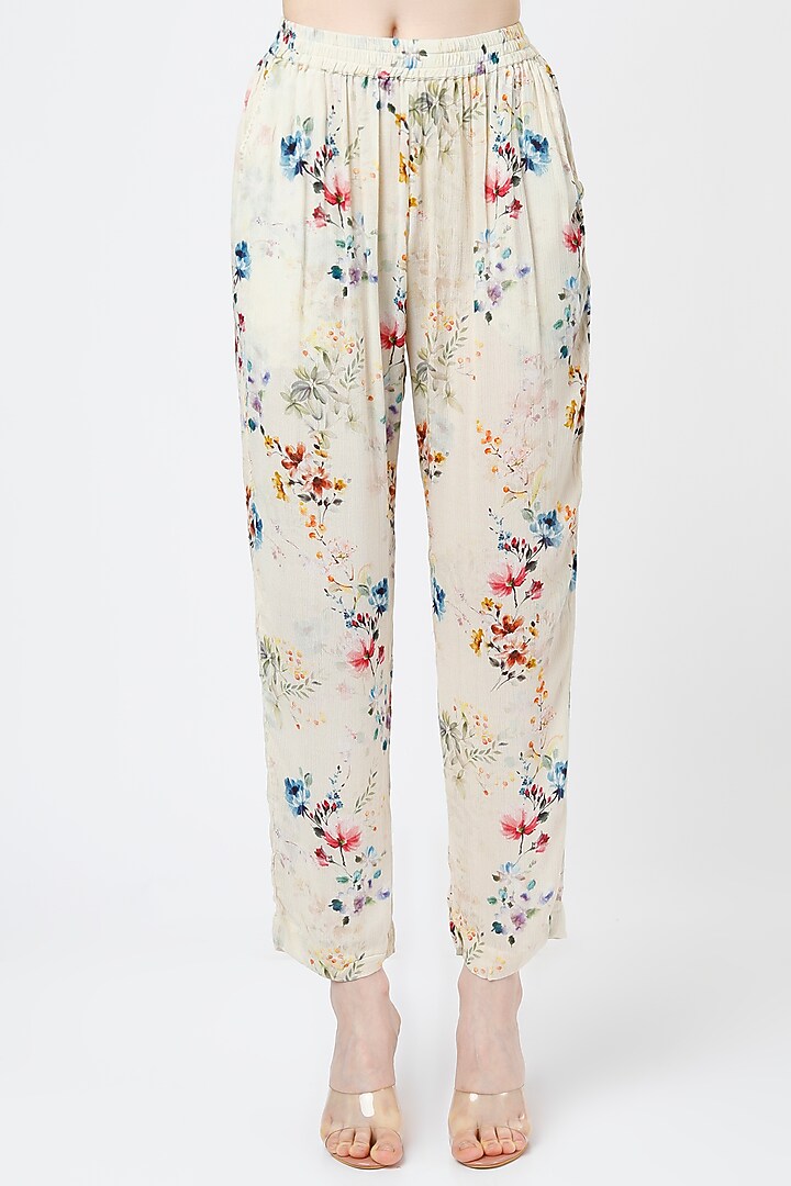 Creme Rayon Printed Pant Set by Mia Magell at Pernia's Pop Up Shop