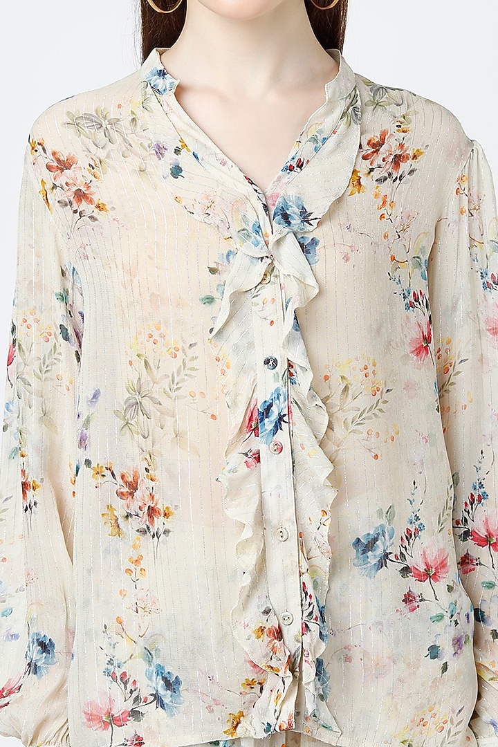 Creme Rayon Printed Pant Set by Mia Magell at Pernia's Pop Up Shop