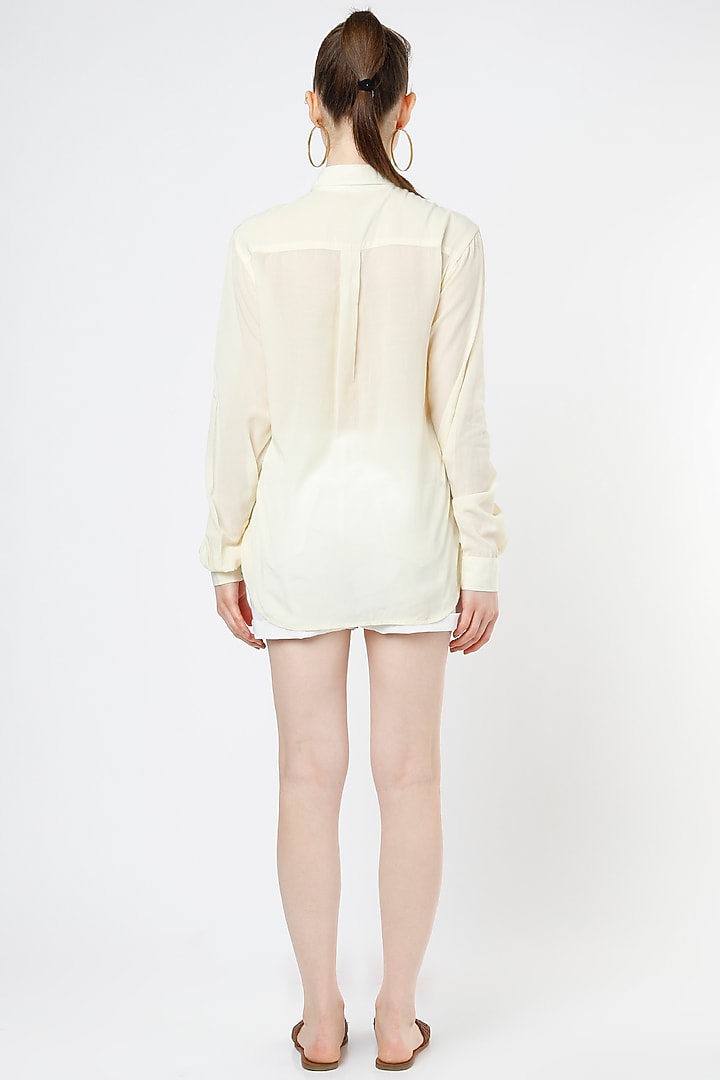 Cream Viscose Georgette Shirt by Mia Magell at Pernia's Pop Up Shop