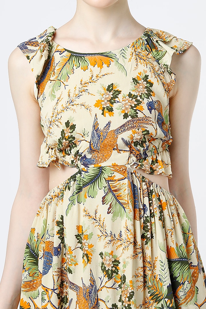 Beige Printed Summer Dress by Mia Magell at Pernia's Pop Up Shop