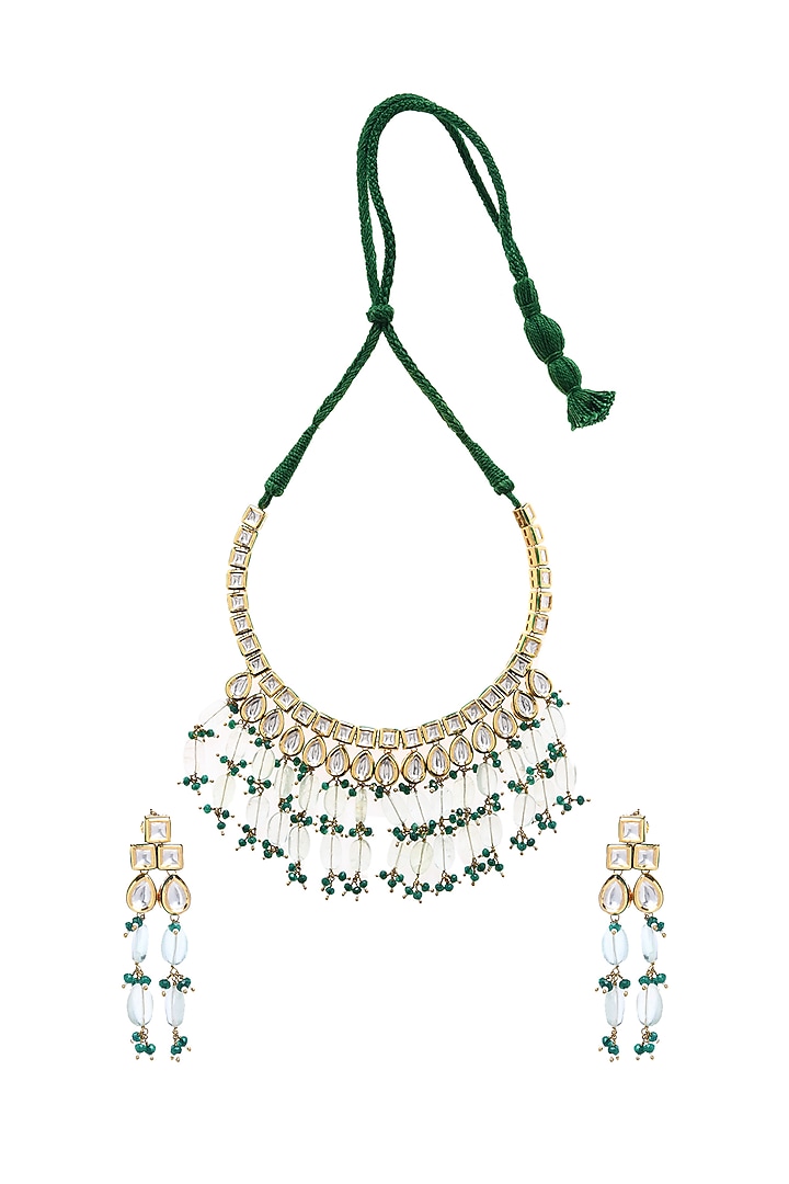 Gold Plated Florite Necklace Set by Minaki at Pernia's Pop Up Shop
