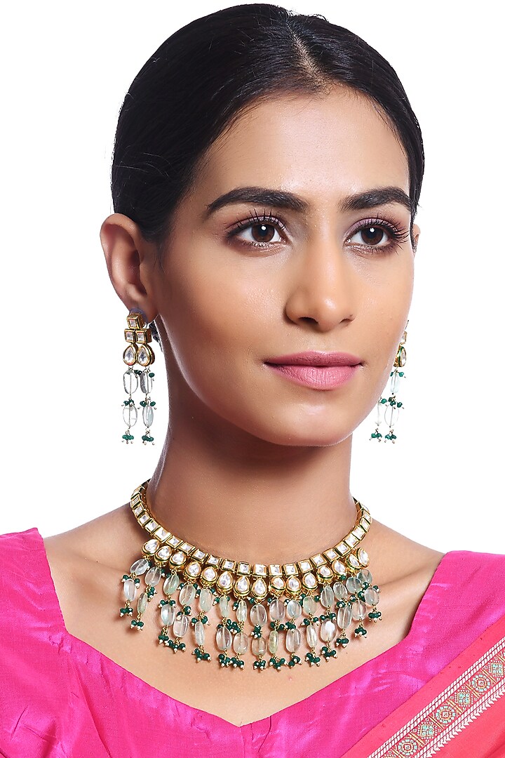 Gold Plated Florite Necklace Set by Minaki at Pernia's Pop Up Shop