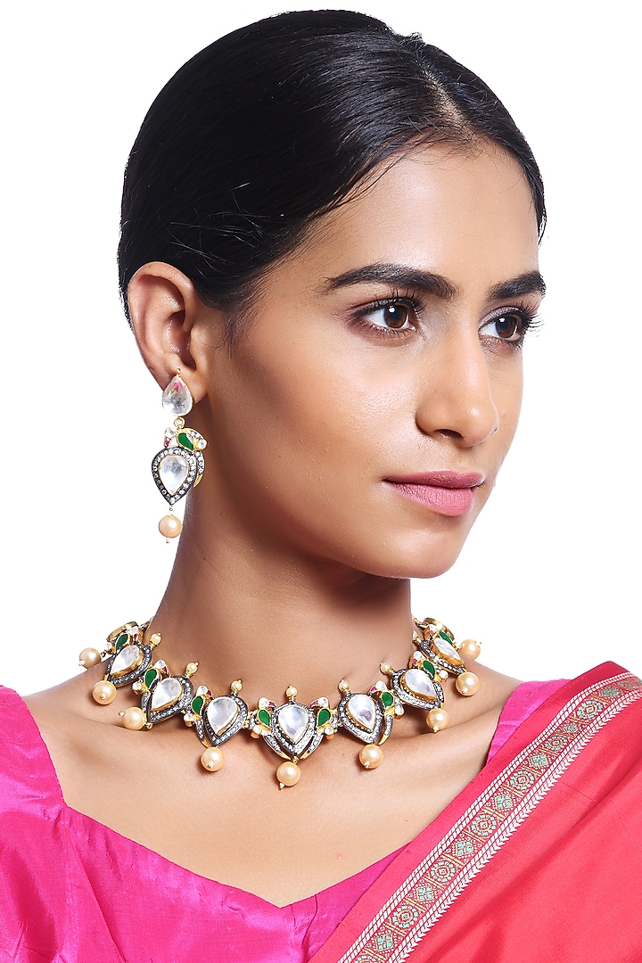 Gold Plated Crystals Necklace Set by Minaki at Pernia's Pop Up Shop