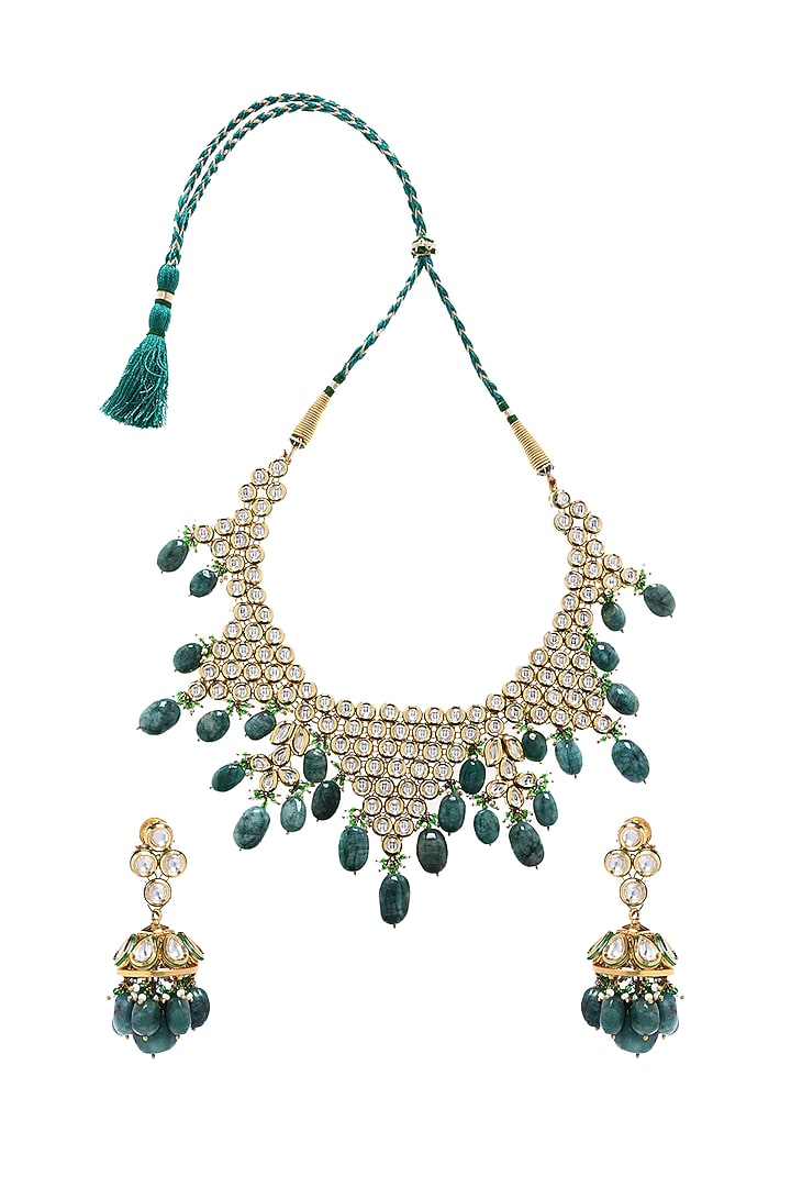 Gold Plated Emerald Necklace Set by Minaki at Pernia's Pop Up Shop